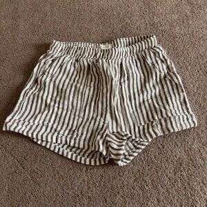 Love Notes Brown and White Striped High Waist Women’s Shorts